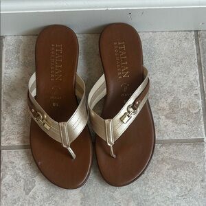 Italian Shoemakers Gold and Brown Women's Sandals